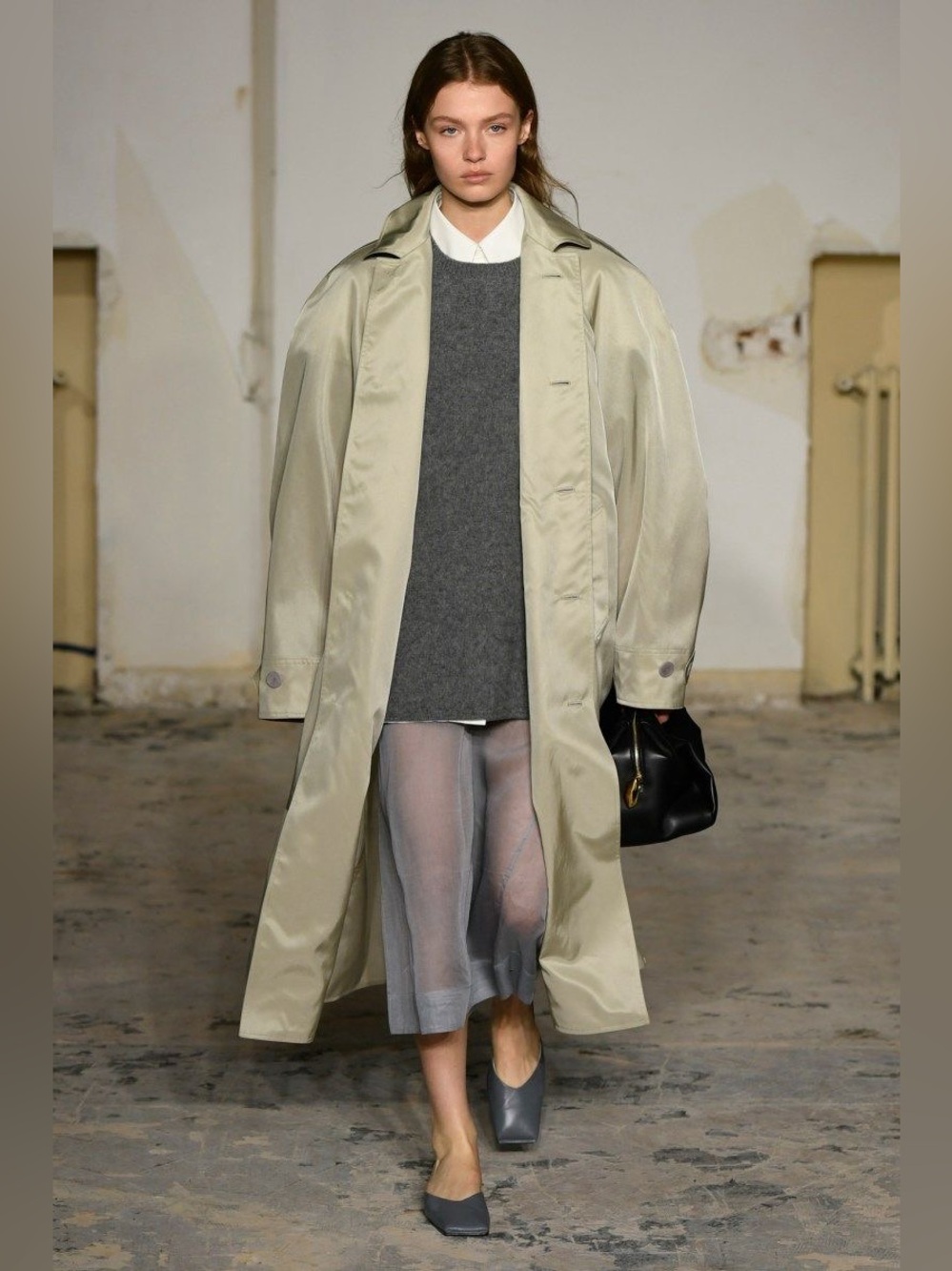 NWT Calvin Klein Minimalist Sage Green Tan Trench Coat